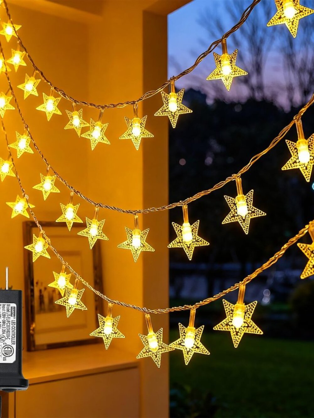 100 LED Star String Lights Plug in 33FT, Warm White